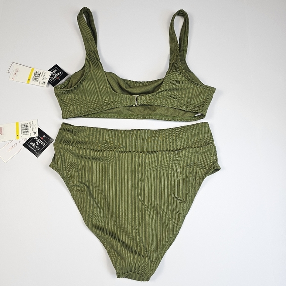 Salt + Cove Women's Juniors' Ribbed Two-Piece Bikini Set Green Swimwear Size M - Picture 6 of 16